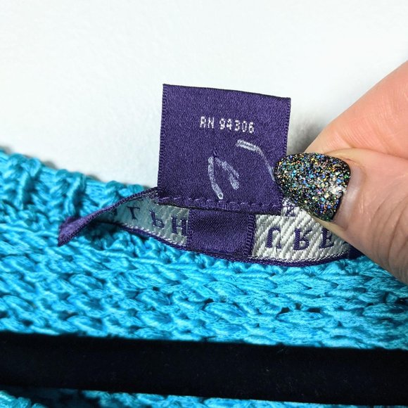 Ralph Lauren Collection Purple Label Open Knit Sleeveless Sweater S Turquoise - Picture 8 of 9